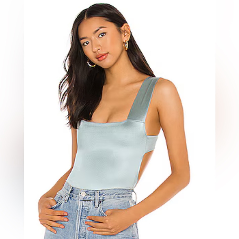 FREE PEOPLE X REVOLVE Oh She's Strappy Bodysuit in Seafoam Casino. Size M